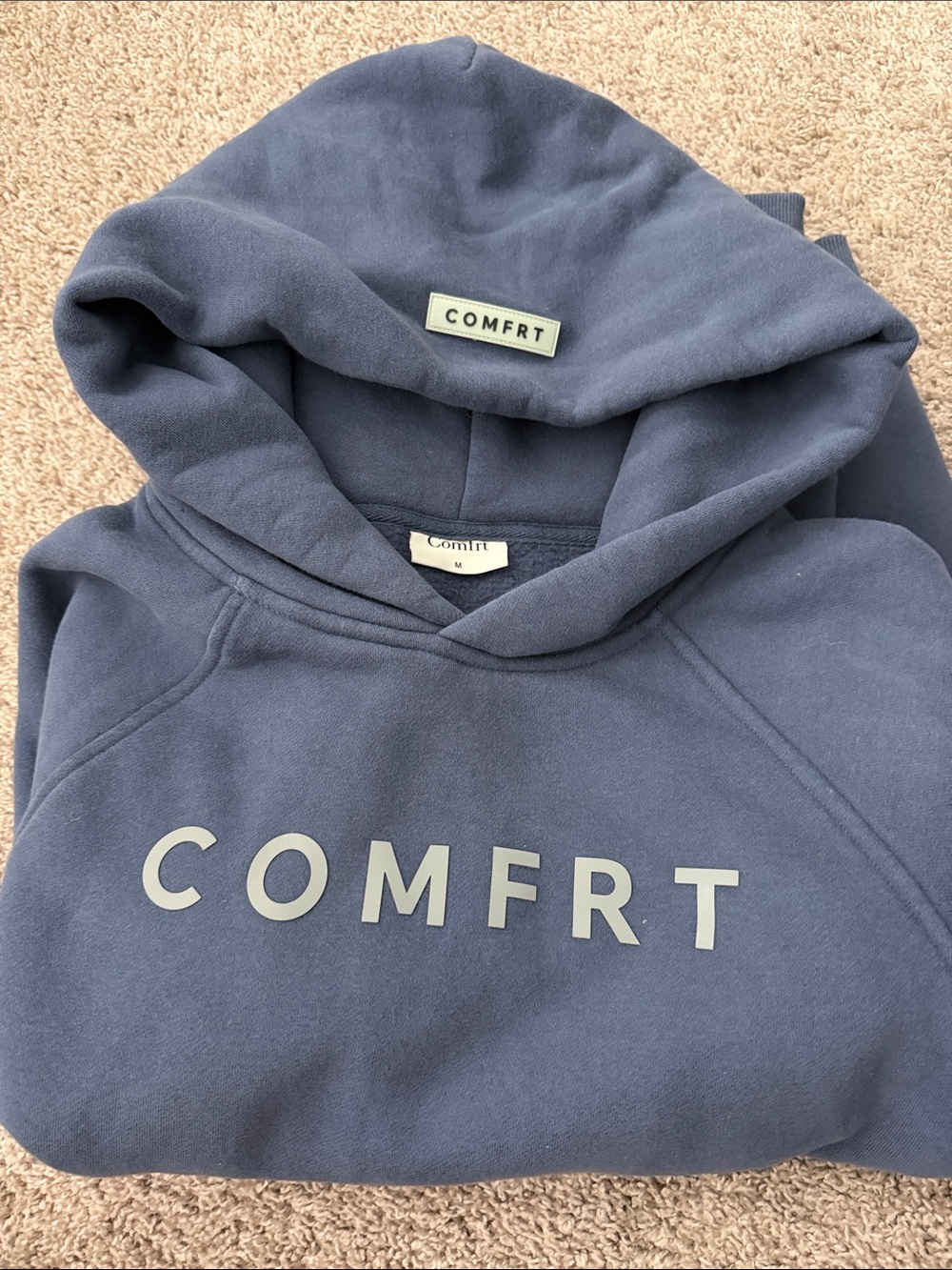 COMFRT Women's Navy Blue Logo Hoodie Sweater